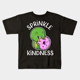 Baby Turtle Eating a Sprinkled Doughnut Sprinkle Kindness Kids T-Shirt